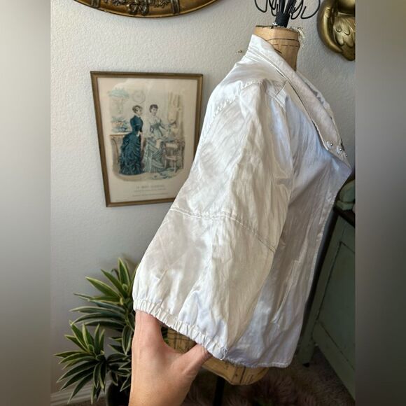 LAL Live A Little White Shiney Collard Zip Up Blazer Blouse sz 1X Career - Picture 3 of 8